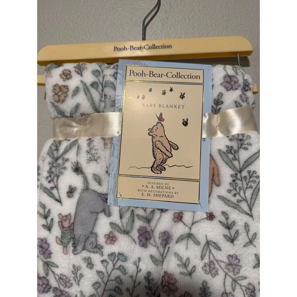 Pooh Bear Collection Classic Floral Baby Blanket Winnie Eeyore Piglet 30x40 NEW